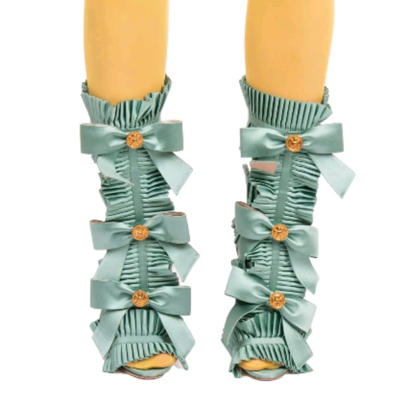 NIB$1250 Fausto Puglisi Pleated Bow Gladiator Heel - Picture 2 of 8